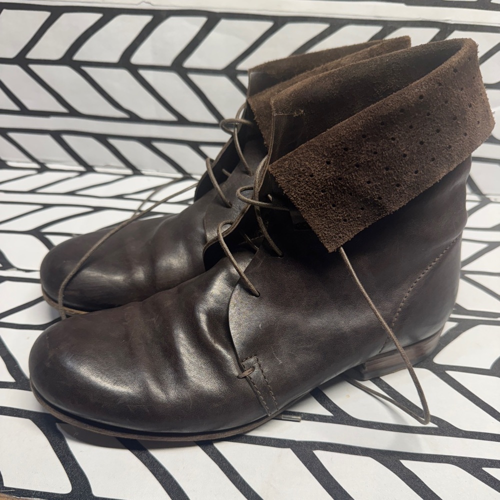 Pantanetti Brown Leather Lace Up Ankle Boots size 38